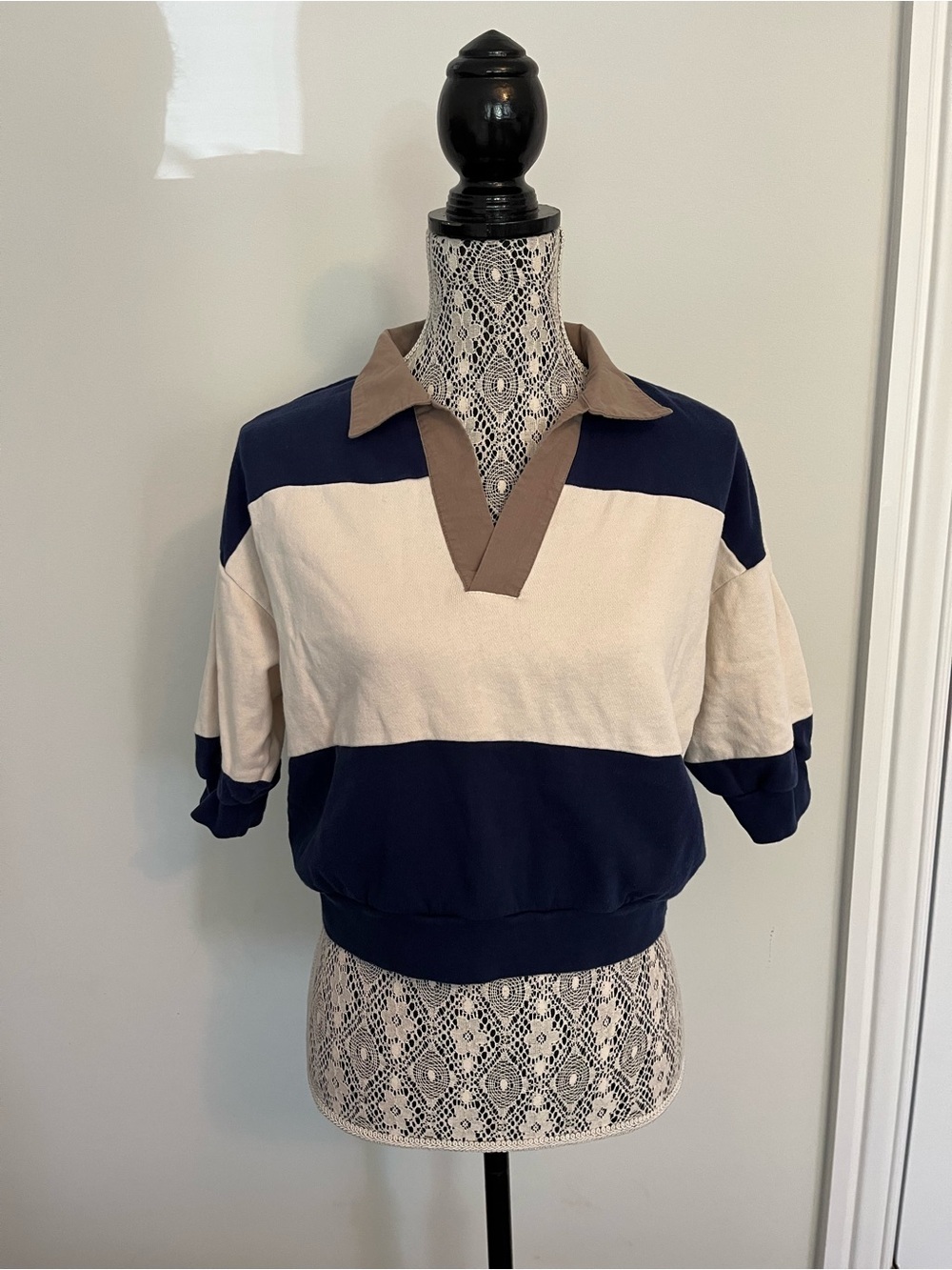 Z Supply Navy, Cream & Tan Rugby Stripe Pullover